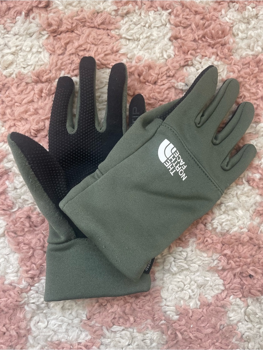 The North Face Olive Green Softshell kids Gloves